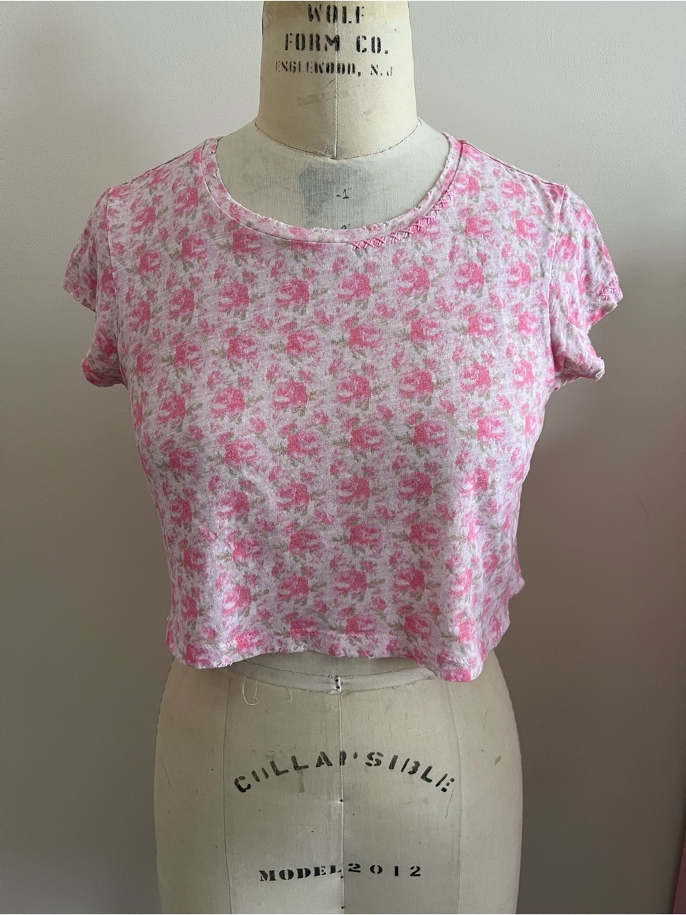LoveShackFancy Pink Floral Cropped Tee